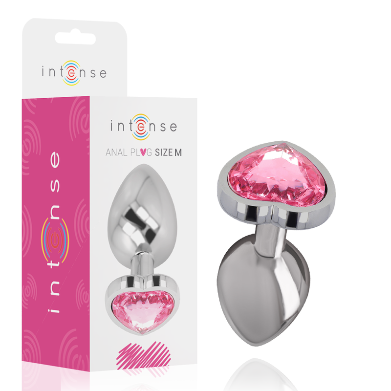 Plug anal métal - Cœur rose - Medium