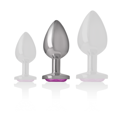 Plug anal métal - Cœur rose - Medium