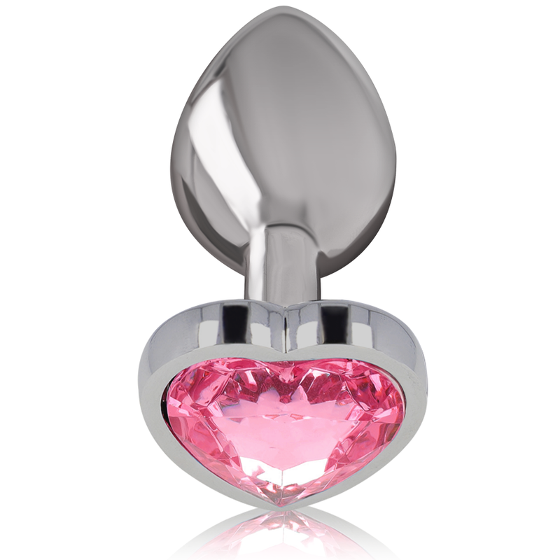 Plug anal métal - Cœur rose - Large