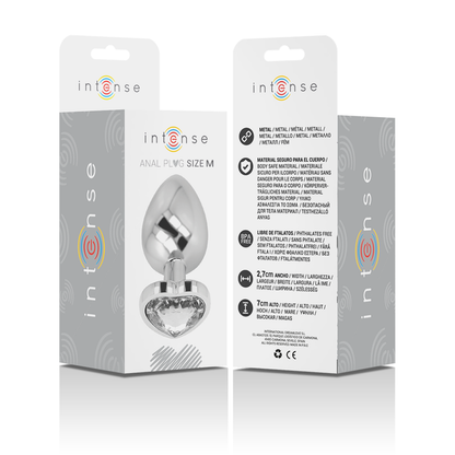 Plug anal métal - Cœur blanc - Medium