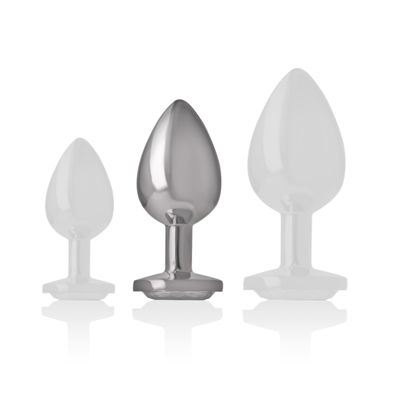 Plug anal métal - Cœur blanc - Medium