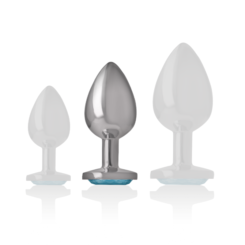 Plug anal métal - Cœur bleu - Medium