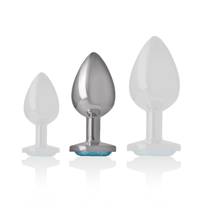 Plug anal métal - Cœur bleu - Medium