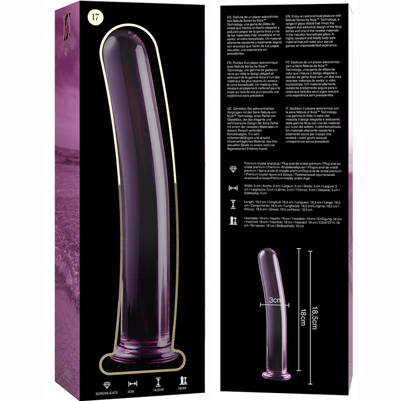 NEBULA SERIES BY IBIZA - MODÈLE 17 GODE EN VERRE BOROSILICATE ROSE 18.5 CM -O- 3 CM