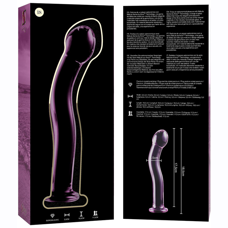 NEBULA SERIES BY IBIZA - MODÈLE 18 GODE EN VERRE BOROSILICATE ROSE 18.5 CM -O- 3.5 CM