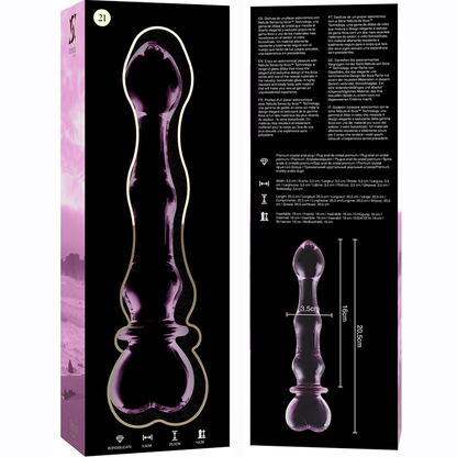 NEBULA SERIES BY IBIZA - MODÈLE 21 GODE EN VERRE BOROSILICATE ROSE 20.5 CM -O- 3.5 CM