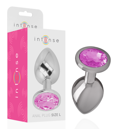 Plug anal métal - Cristal rose - Large