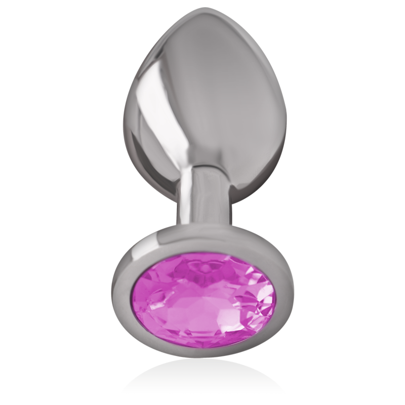 Plug anal métal - Cristal rose - Large