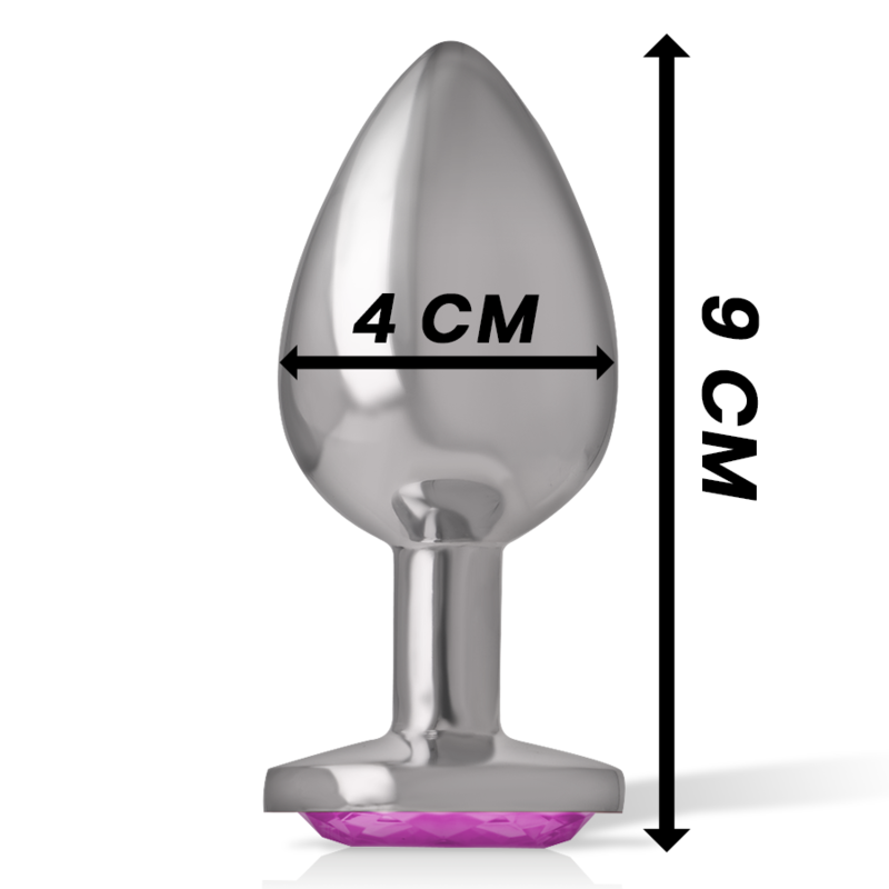 Plug anal métal - Cristal rose - Large