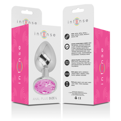 Plug anal métal - Cristal rose - Large