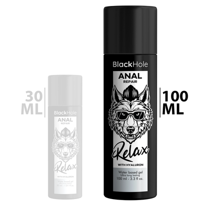 BLACK HOLE - RÉPARATION ANALE RELAX À BASE D'EAU AVEC HYALURON 100 ML