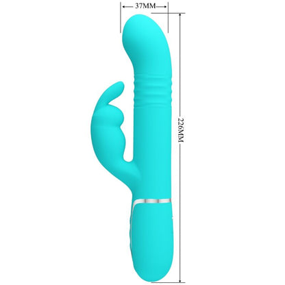 PRETTY LOVE - VIBRATEUR COALE RABBIT PERLES VERT AQUA