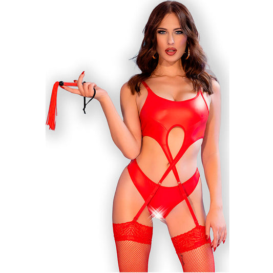 CHILIROSE - CR 4625 ENSEMBLE QUATRE PIÈCES SANS CROTCHLESS ROUGE L