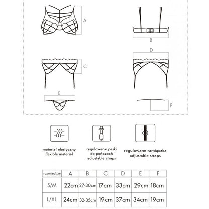 LIVCO CORSETTI FASHION - SOLEDAD LC 20217 SOUTIEN-GORGE + CULOTTE + JARRETIÈRE L/XL