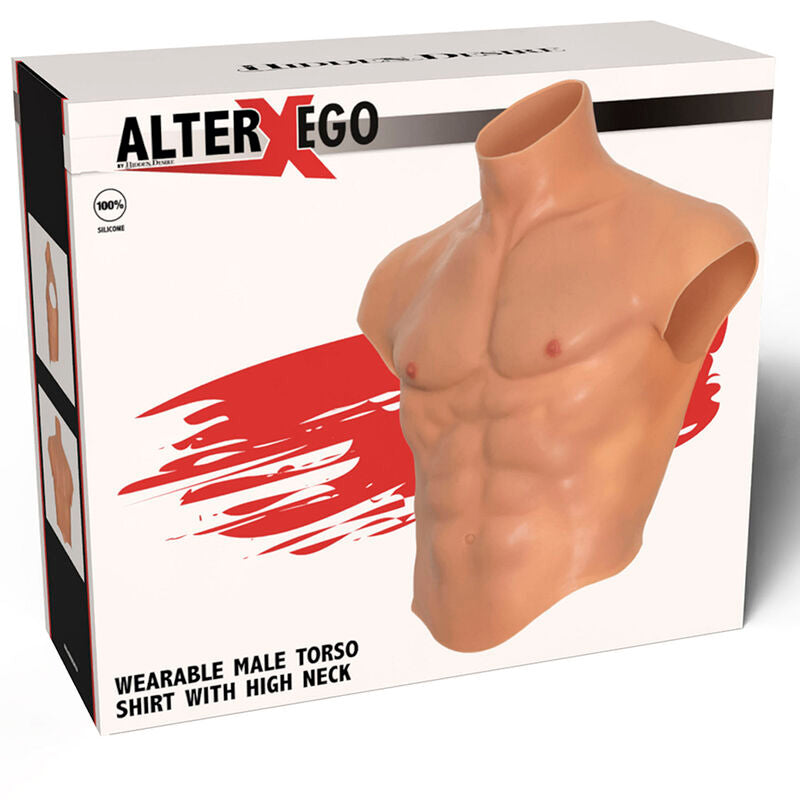 DÉSIR CACHÉ - T-SHIRT TORSE MASCULIN EN SILICONE ALTER EGO AVEC ESTHÉTIQUE DES ABS