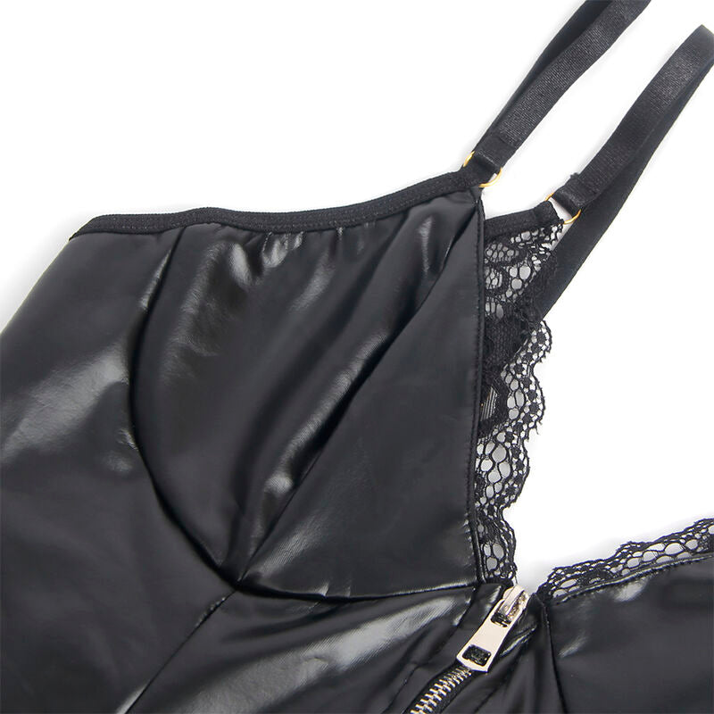 SUBBLIME - 955458 BODY FERMETURE ÉCLAIR EN CUIR NOIR S/M