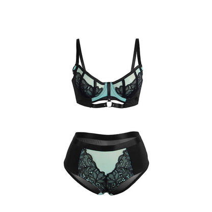 SUBBLIME - 955564 ENSEMBLE SOUTIEN-GORGE À FERMETURE ÉCLAIR EN CUIR VERNI VERT L/XL