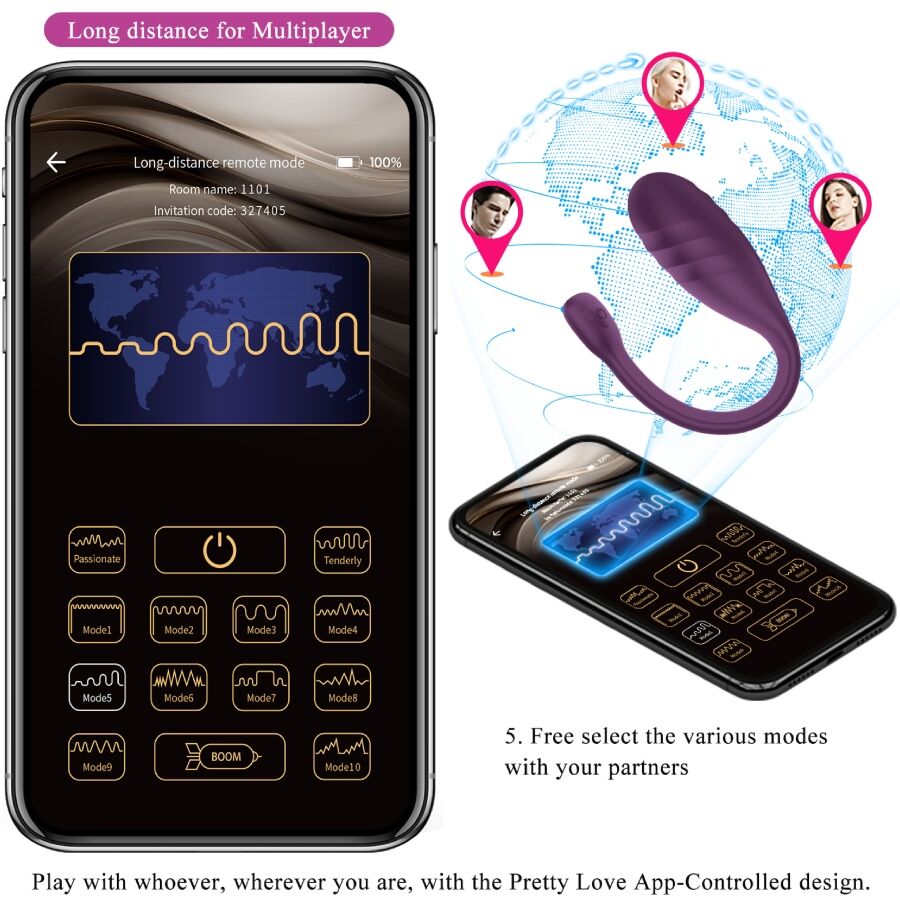 PRETTY LOVE - VIBRATEUR CONTRÔLÉ PAR APPLICATION LEVIATHAN VIOLET