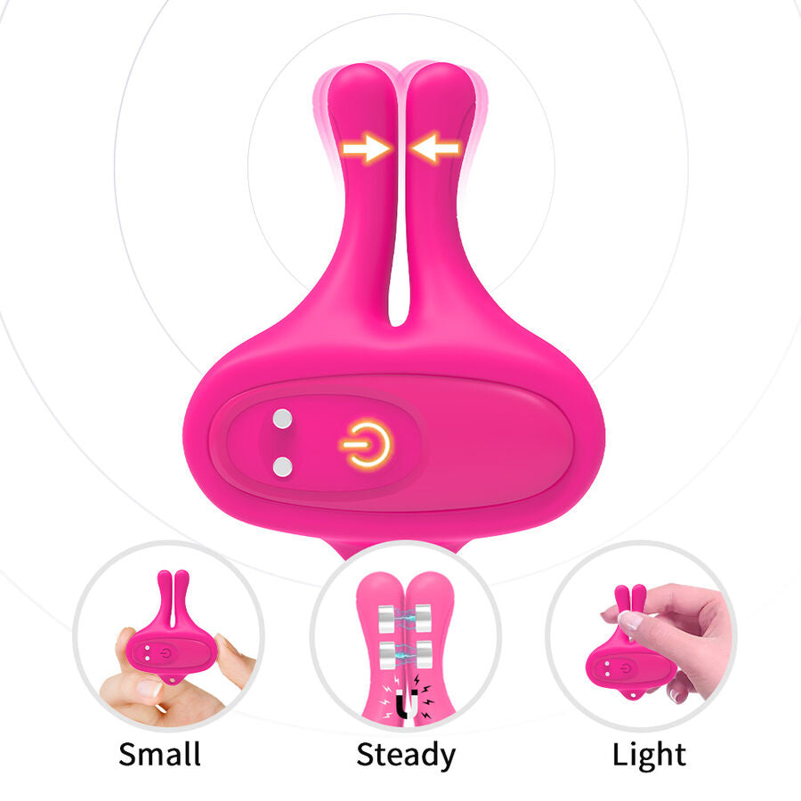 ARMONY - PINCES À TÉTONS MAGNÉTIQUES VIBRATOIRES EN FORME DE LAPIN ROSE