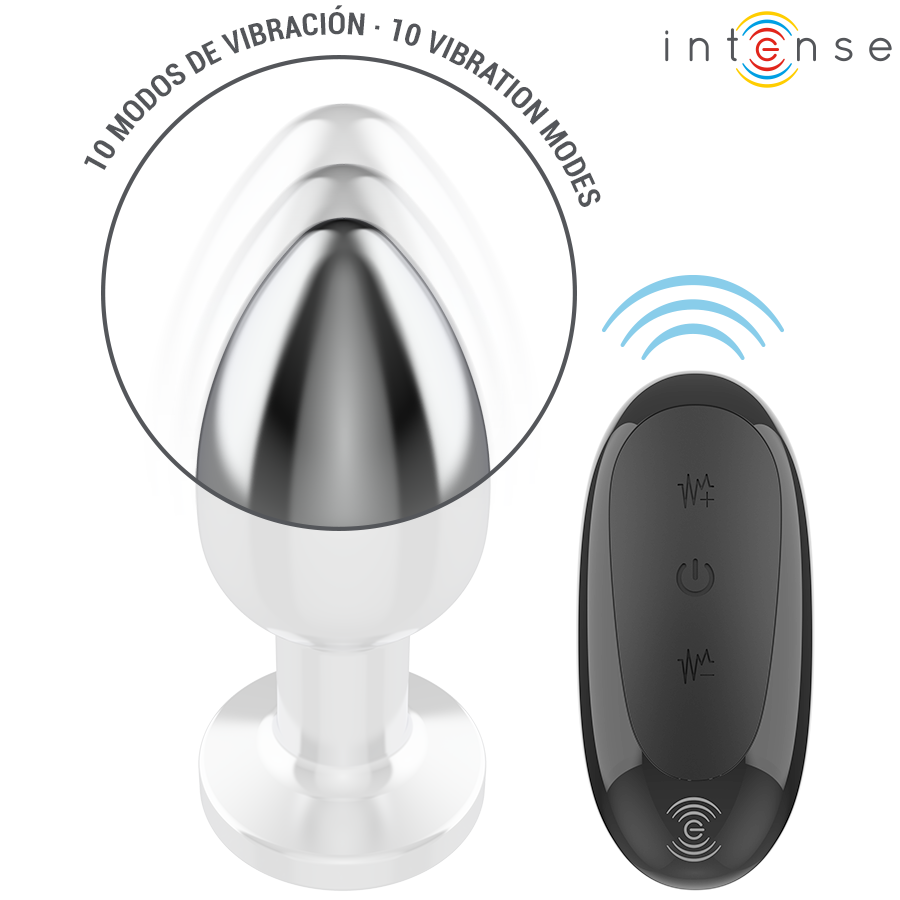 Plug anal vibrant métal - 10 vibrations - Large