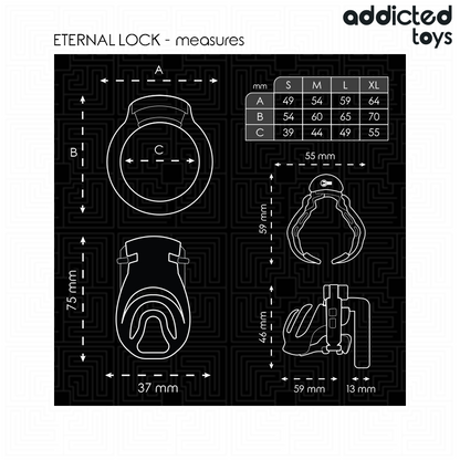 ADDICTED TOYS LOCKED - CAGE À PÉNIS À VERROUILLAGE ÉTERNEL 9 CM