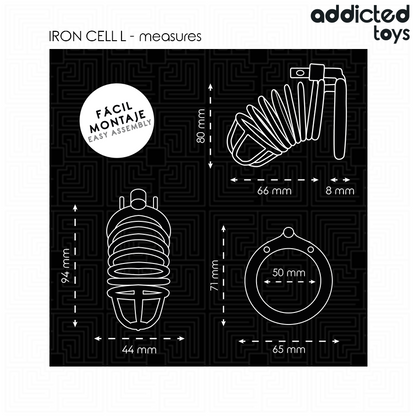 ADDICTED TOYS LOCKED - CAGE À PÉNIS EN MÉTAL IRON CELL 5 CM TAILLE L