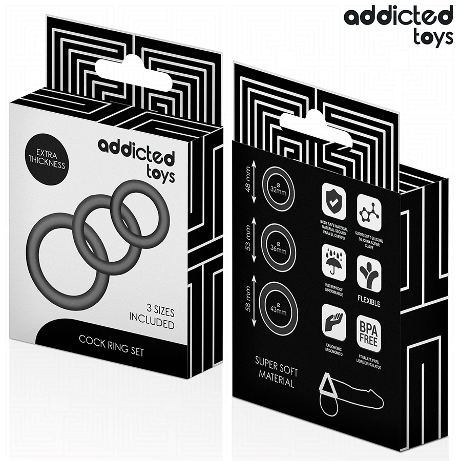 ADDICTED TOYS - LOT DE ANNEAUX EN SILICONE MODÈLE 1
