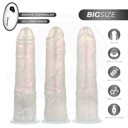 COCK MILLER - GODE AVEC VENTOUSE, LUMIÈRES ET VIBRATIONS AVEC TÉLÉCOMMANDE BLANC 21,5 CM