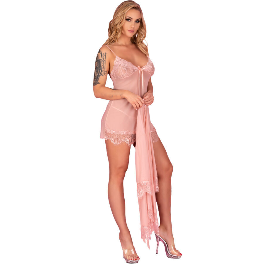 LIVCO CORSETTI FASHION - BABYDOLL HYEONA 1710 + THONG ROSE S