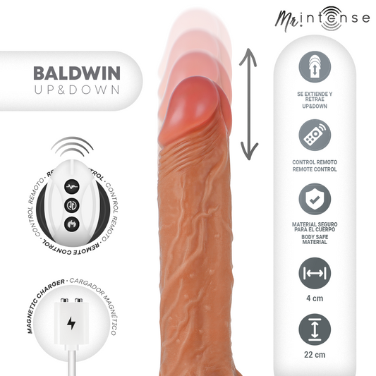 Gode Baldwin avec Vibration, va et vient, 22 cm