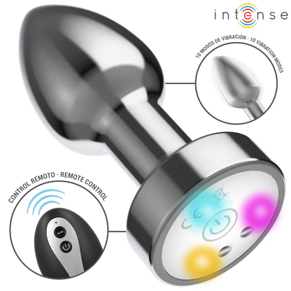 Plug anal métal lumineux & vibrant -  Small
