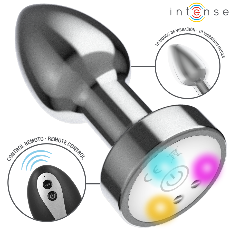 Plug anal métal lumineux & vibrant - Medium
