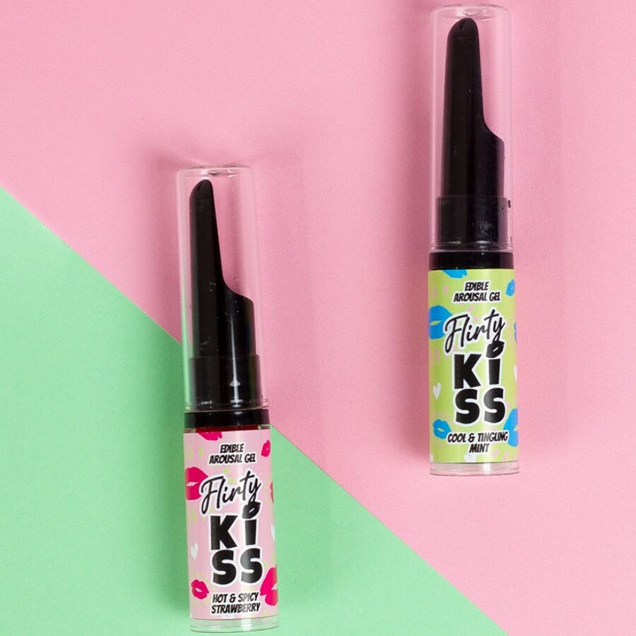 SECRETPLAY - GELS COQUINS BAISERS AVEC EFFETS DE SEXE ORAL FRAISE & MENTHE 2 X 8 GR