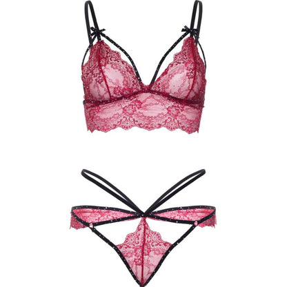 LEG AVENUE - 81623 ENSEMBLE SOUTIEN-GORGE + STRING BORDEAUX TAILLE S