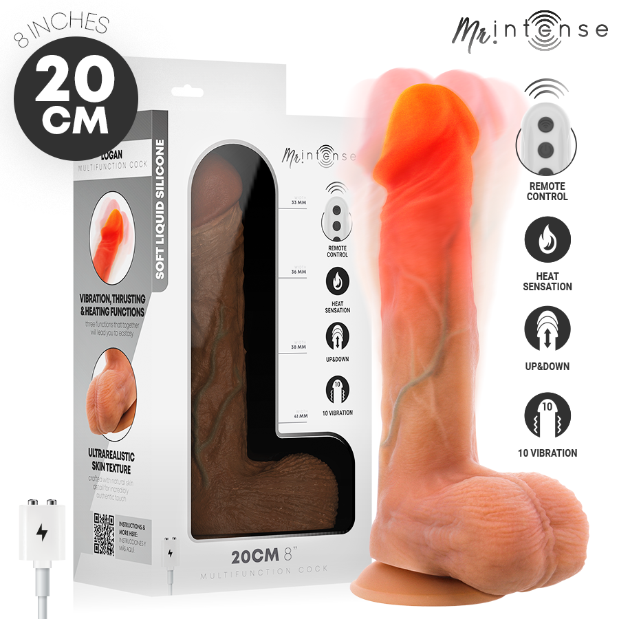 MR INTENSE - LOGAN VIBRATEUR AVEC EFFET CHAUFFANT ET TÉLÉCOMMANDE 20 CM -Ø- 4,1 CM
