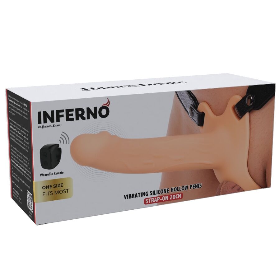 HIDDEN DESIRE - INFERNO MANCHON PÉNIS VIBRANT AVEC STRAP-ON 20 CM