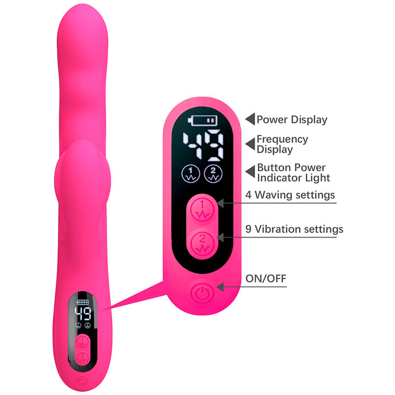 PRETTY LOVE - VIBRATEUR LAPIN MULTIFONCTION WINTERS AVEC AFFICHAGE LED ROSE