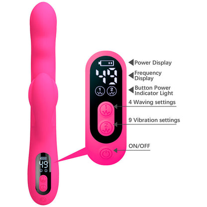 PRETTY LOVE - VIBRATEUR LAPIN MULTIFONCTION WINTERS AVEC AFFICHAGE LED ROSE