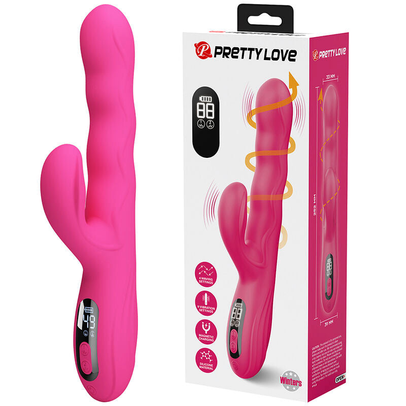 PRETTY LOVE - VIBRATEUR LAPIN MULTIFONCTION WINTERS AVEC AFFICHAGE LED ROSE