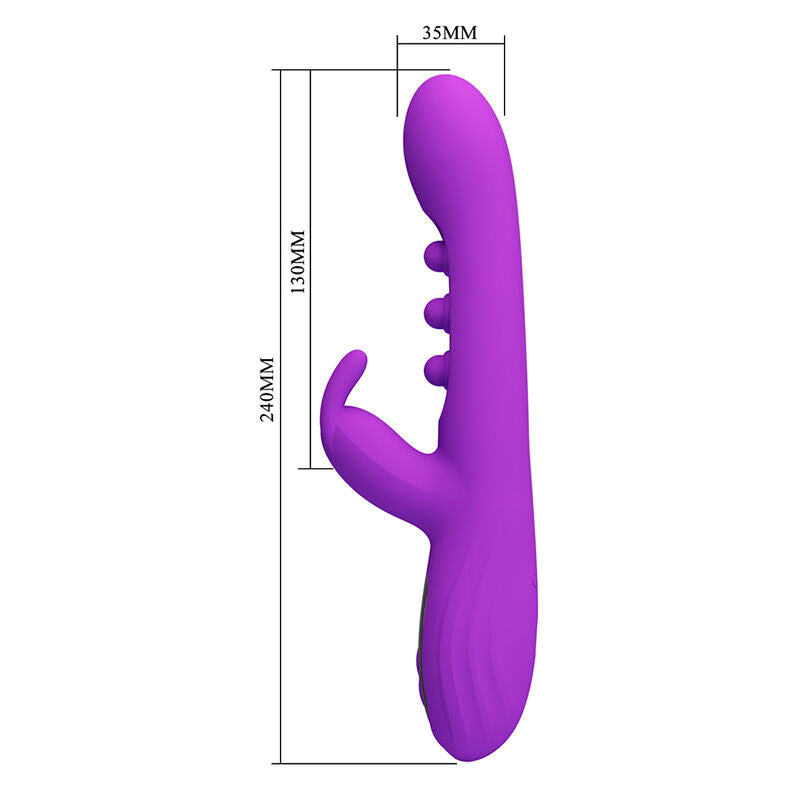 PRETTY LOVE - VIBRATEUR LAPIN SABIEN AVEC STIMULATION PAR TAPOTEMENTS ET LED VIOLETTE