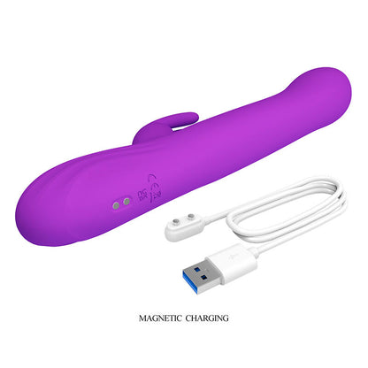 PRETTY LOVE - VIBRATEUR LAPIN SABIEN AVEC STIMULATION PAR TAPOTEMENTS ET LED VIOLETTE