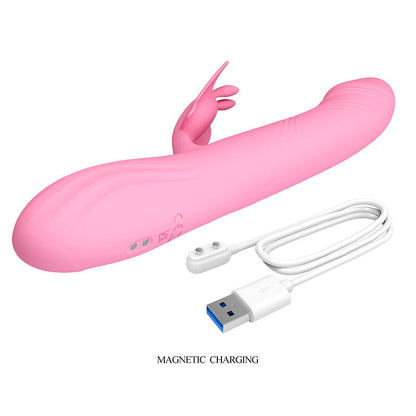 PRETTY LOVE - VIBRATEUR BELLA RABBIT AVEC STIMULATION PAPILLON ET LED ROSE
