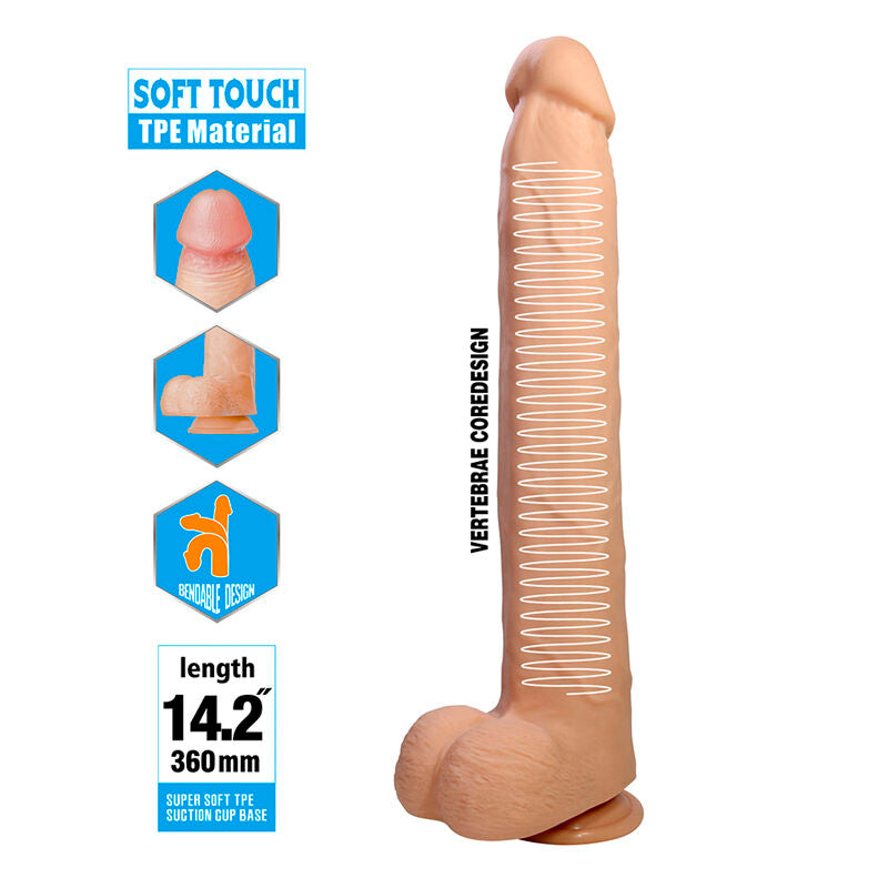 PRETTY LOVE - DANY GODEMICHET RÉALISTE FLEXIBLE AVEC VENTOUSE 36 CM -Ø- 5,6 CM