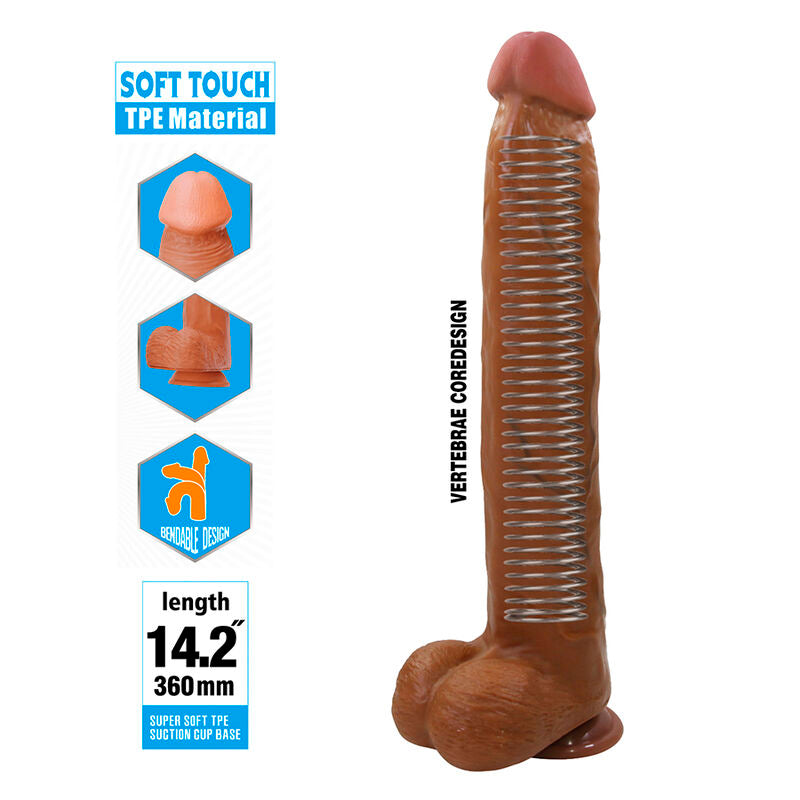 PRETTY LOVE - DANY GODEMICHET FLEXIBLE RÉALISTE AVEC VENTOUSE 36 CM -Ø- 5,6 CM MARRON