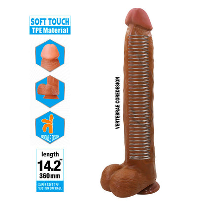 PRETTY LOVE - DANY GODEMICHET FLEXIBLE RÉALISTE AVEC VENTOUSE 36 CM -Ø- 5,6 CM MARRON