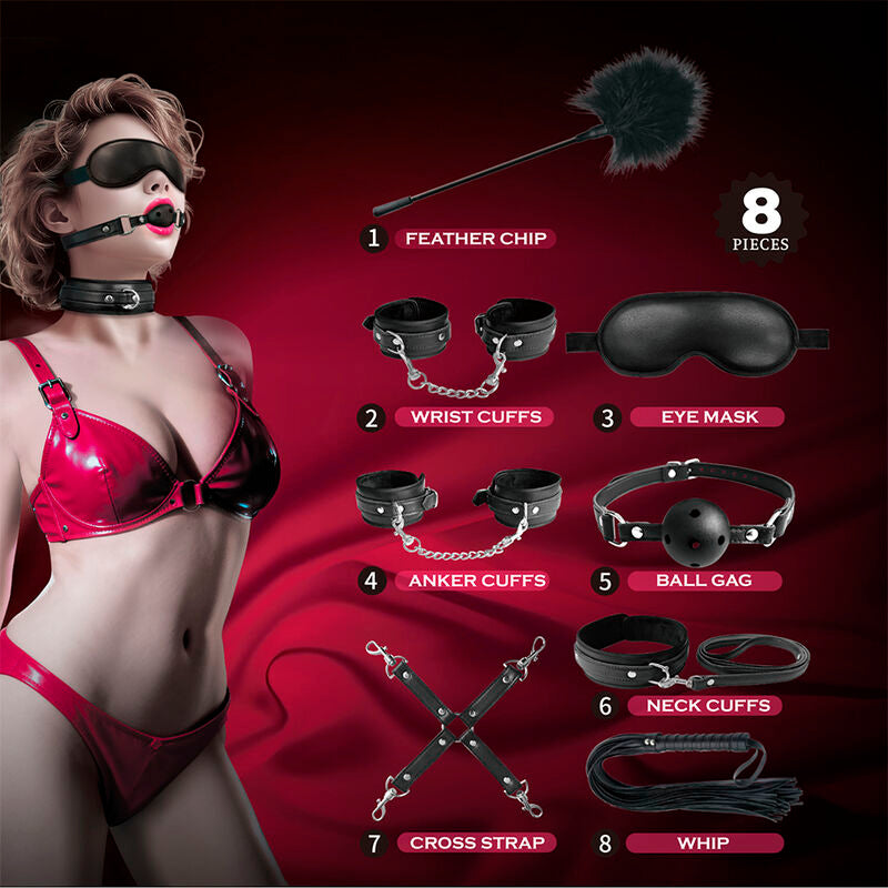 PRETTY LOVE - KIT BDSM 8 PIÈCES NOIR