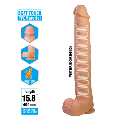 PRETTY LOVE - PAT GODEMICHET RÉALISTE FLEXIBLE AVEC VENTOUSE 40 CM -Ø- 6 CM
