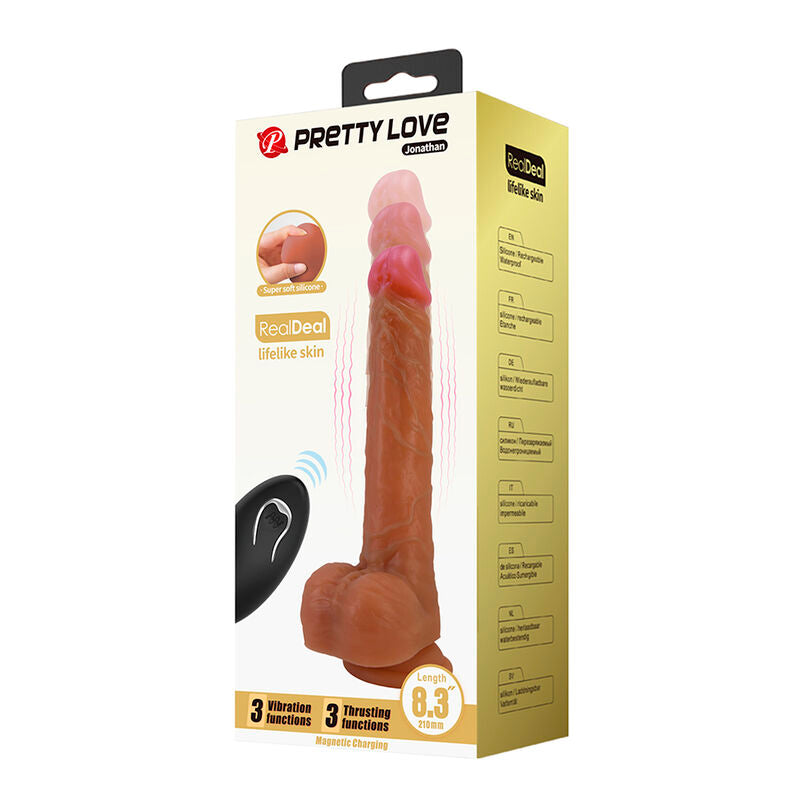 PRETTY LOVE - JONATHAN VIBRATEUR À POUSSÉE RÉALISTE AVEC TÉLÉCOMMANDE MARRON
