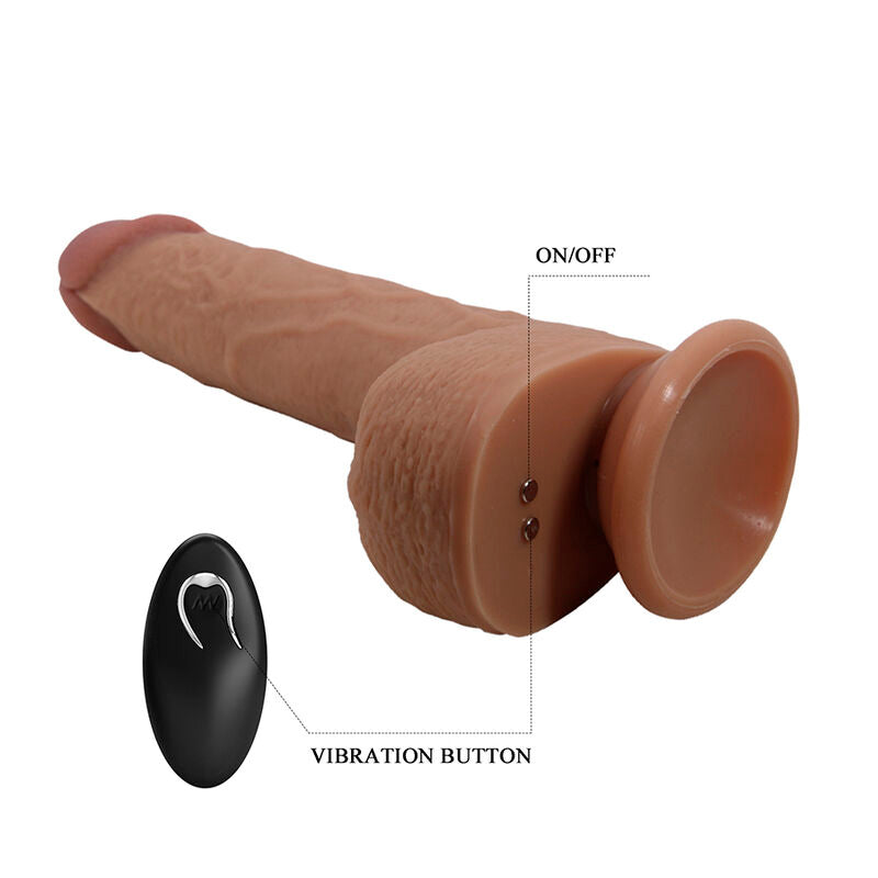 PRETTY LOVE - TOMMY VIBRATEUR À POUSSÉE RÉALISTE AVEC TÉLÉCOMMANDE MARRON FONCÉ