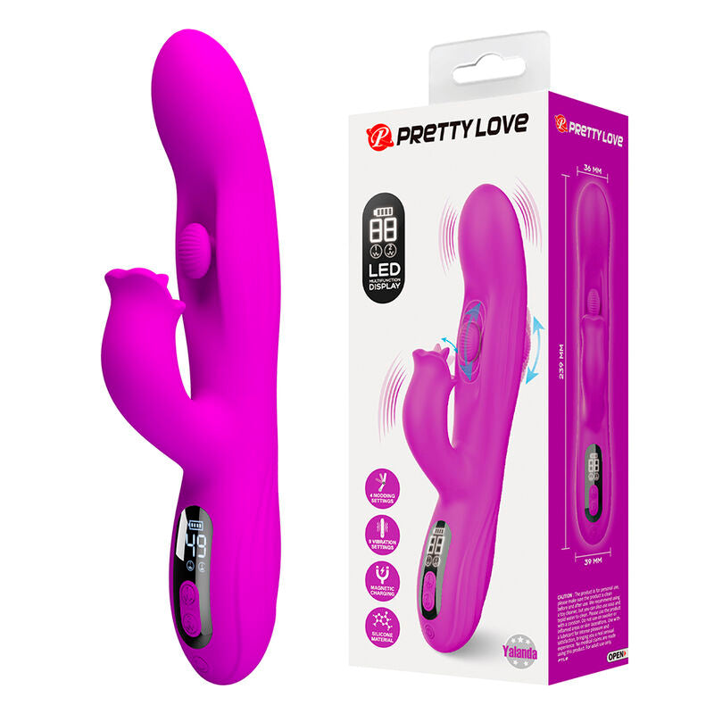 PRETTY LOVE - VIBRATEUR OSCILLANT LAPIN YALANDA AVEC AFFICHAGE LED VIOLET